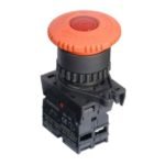S2ER-E4RBL, PULSADOR DE EMERGENCIA TIPO HONGO ROJO LUMINOSO LED 110-220VAC, 1NC, DIAM. 22MM C/ RETENCION
