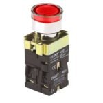 NP2-BW3461 220V LED, PULSADOR METALICO RASANTE LUMINOSO ROJO 1NA 220V