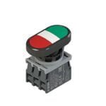 E2 AC-DXBC0615, PULSADOR MODULAR DOBLE 1NA+1NC, LED 220VAC