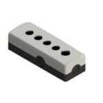 ES 36012, CAJA NEGRA TAPA GRIS, 5 ORIFICIOS EQUIDISTANTES, DIAM. 22MM