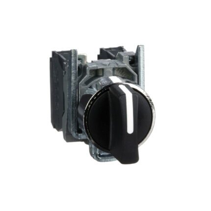 XB4BD53. SELECTOR METALICO NEGRO MANETA CORTA