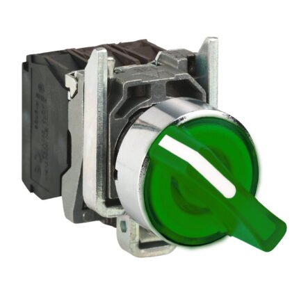 XB4BK133B5. SELECTOR METALICO LUMINOSO MANETA CORTA VERDE