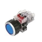 MRF-AM1A, PULSADOR PLASTICO RASANTE AZUL 1NA+1NC DIAM. 30MM