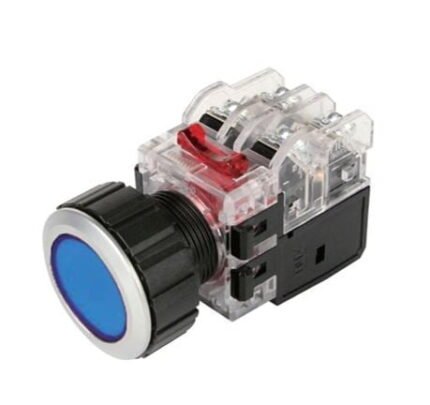 MRX-AM1A0A. PULSADOR PLASTICO RASANTE AZUL LUMINOSO